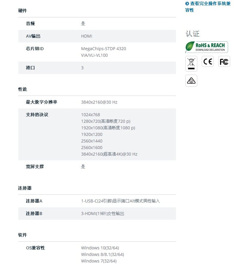 3 Port USB-C to HDMI MST Hub type-c转3个HDMI 迷你dp一分多个 mstcdp123hd MSTMDP123HD MSTMDP124DP MSTDP124DP