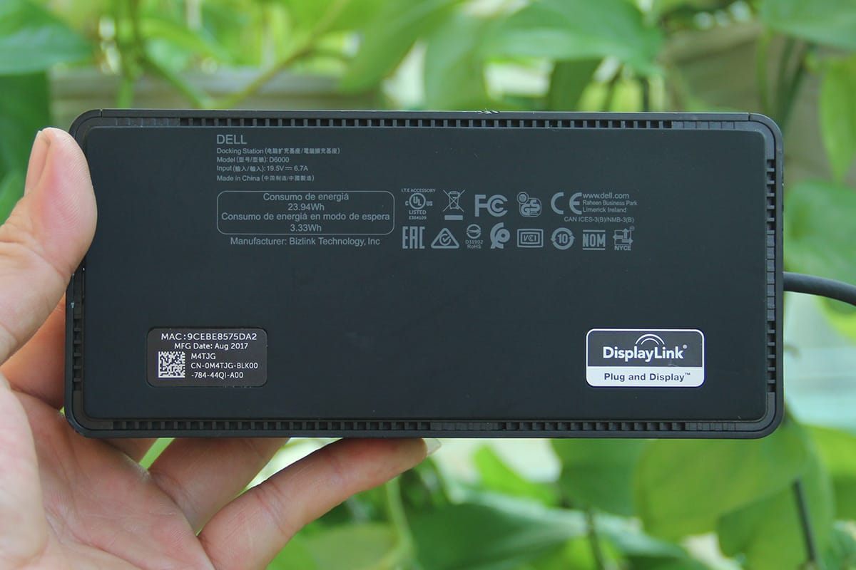DELL D6000 TYPE-C USB-C及USB3.0 反向供电65瓦 苹果 windows 通用 雷电3双连接扩展坞站 三台4K屏或一台5k屏