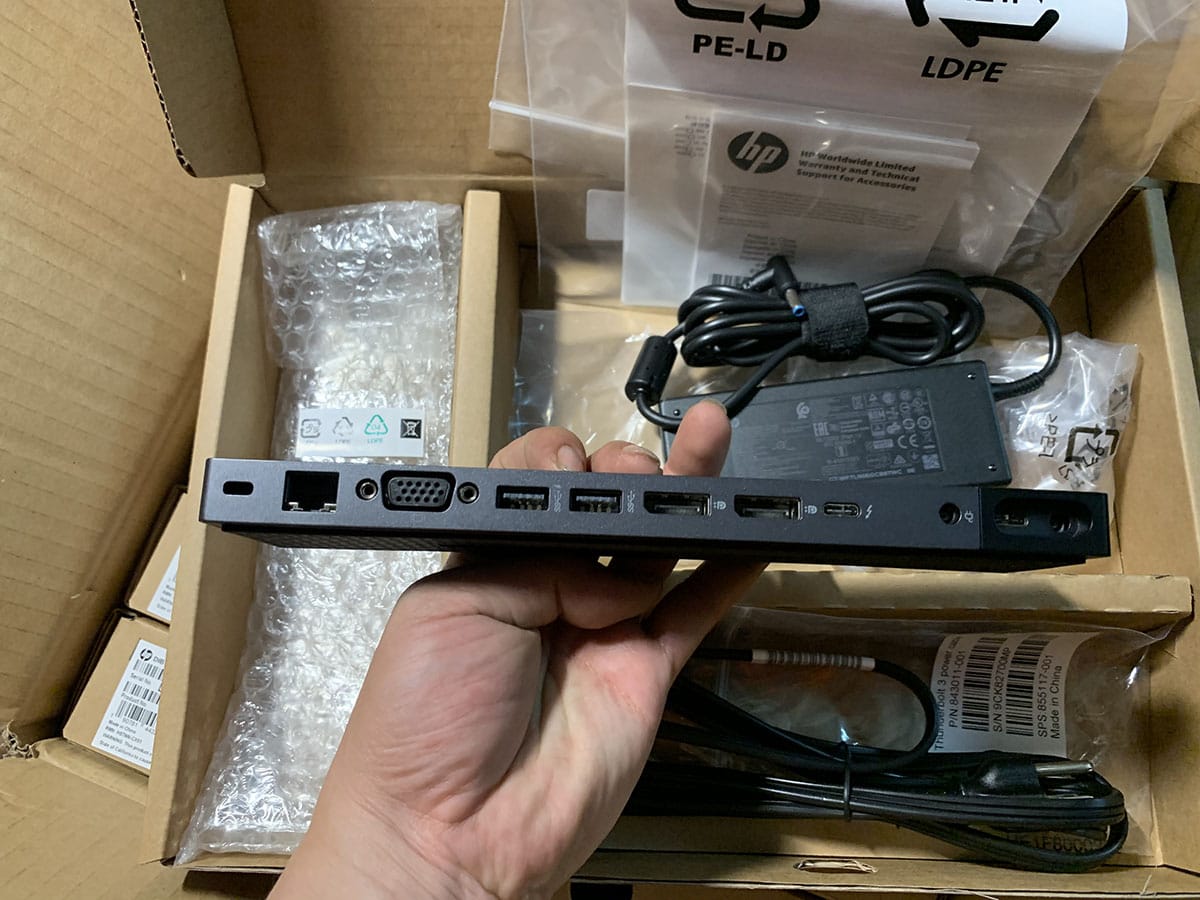 全新 HP Elite zbook hstnn-cx01 90瓦雷电3扩展坞 thinderbolt3 dock 支持win所有雷电3 雷电4接口的电脑 Mac上外接双4k 60hz 输出60瓦PD供电