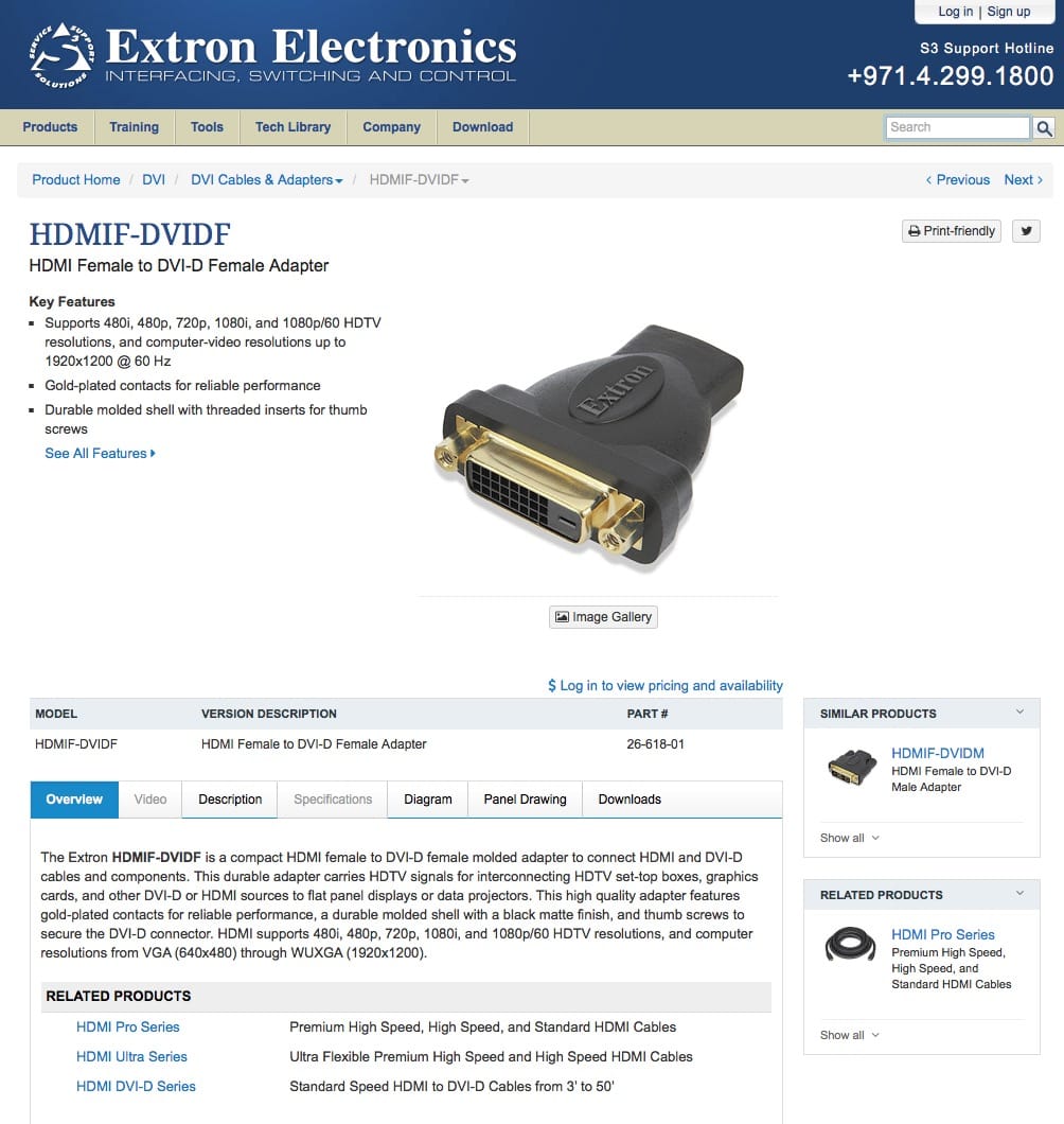全新原装 爱思创 HDMI母转DVI-D母 镀金 extron 双面母口转接头 26-618-01
