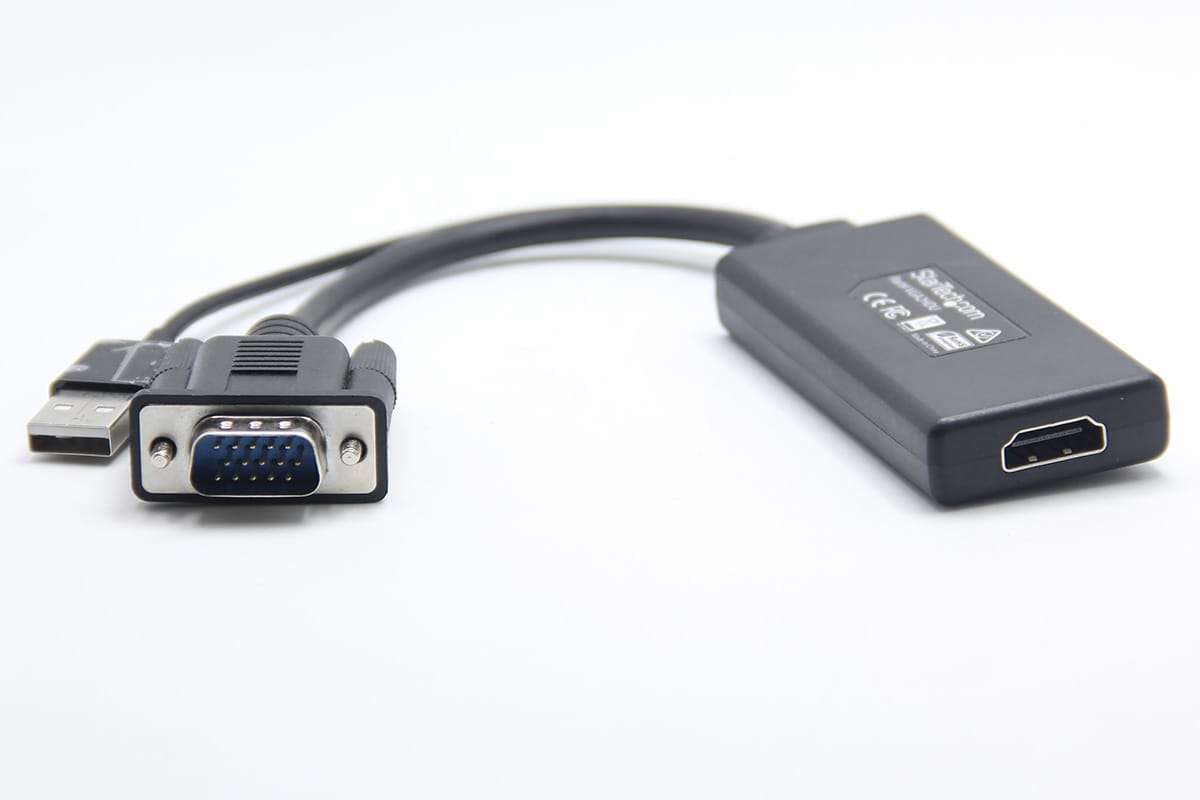 原装 StarTech VGA2HDU VGA转HDMI高清转接线 老电脑蓝色15针口连接HDMI口电视机投影仪显示器