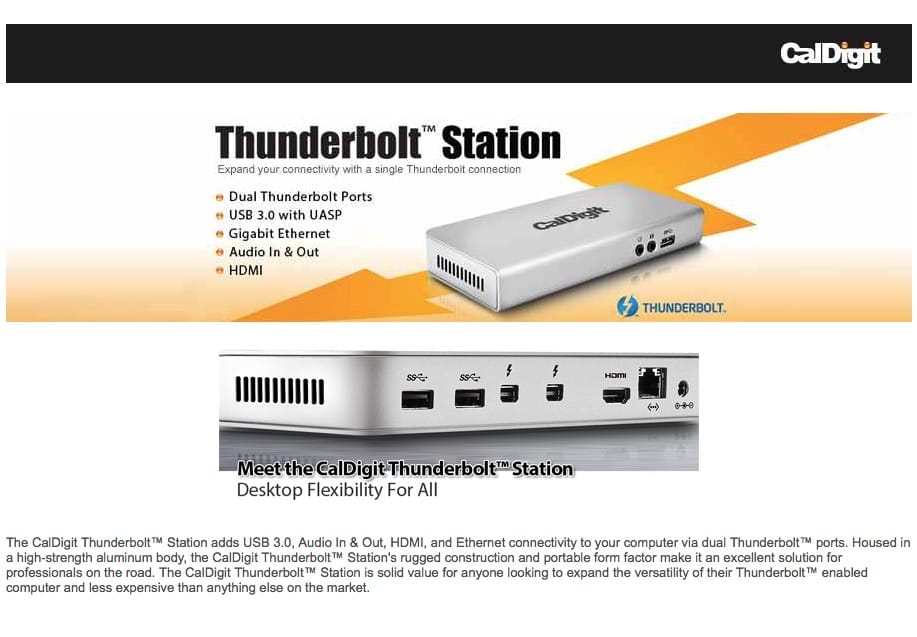 原装CalDigit cts-us-60 thunderbolt雷电2扩展坞dock 适用于苹果Macbook pro外接USB3.0 HDMI显示器