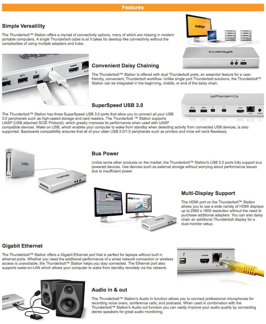 原装CalDigit cts-us-60 thunderbolt雷电2扩展坞dock 适用于苹果Macbook pro外接USB3.0 HDMI显示器