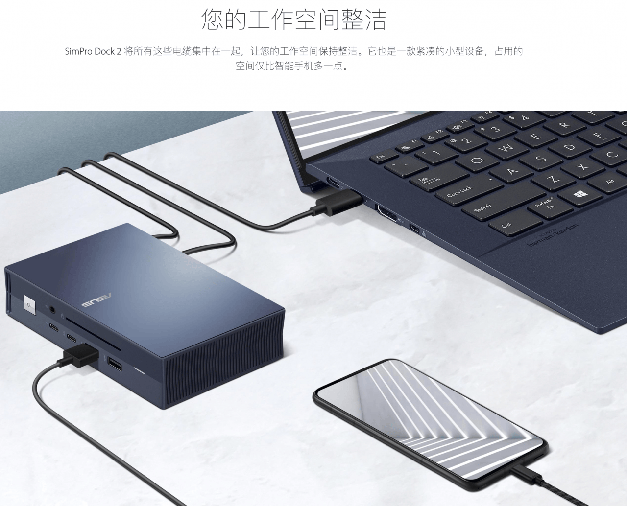原装华硕 ASUS SimPro dock2 雷电3扩展坞 120瓦PD供电 笔记本电脑外扩接口显示器USB 智能卡