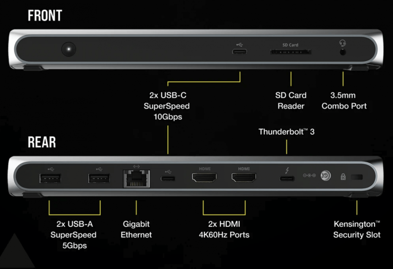 原装海盗船 Corsair TBT100 Thunderbolt3基座雷电3扩展坞USB3.2 双4k供电85W