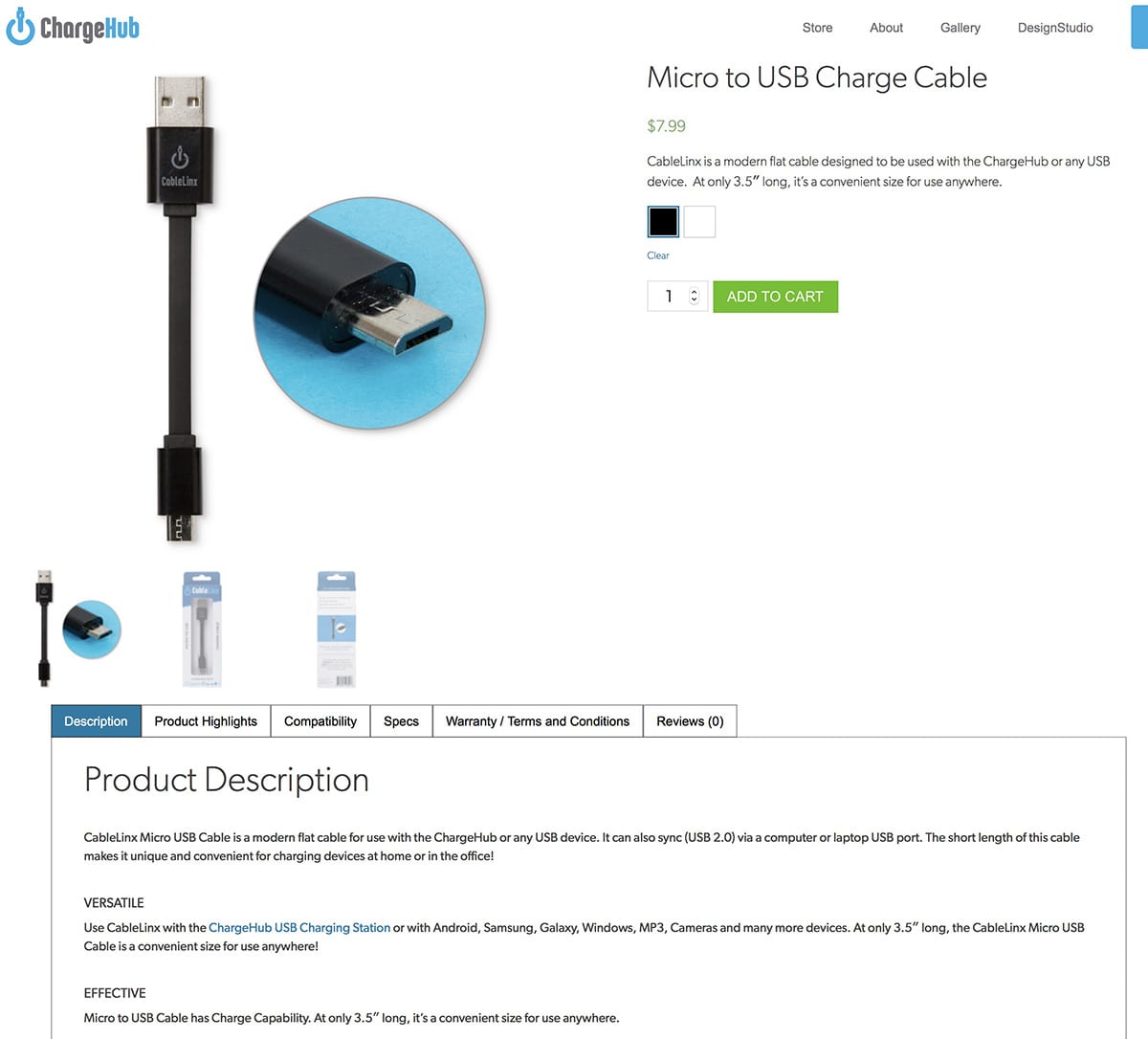 原装美国进口chargehub cablelinx 数据线手机充电宝短充线适用于iPhone 安卓micro usb