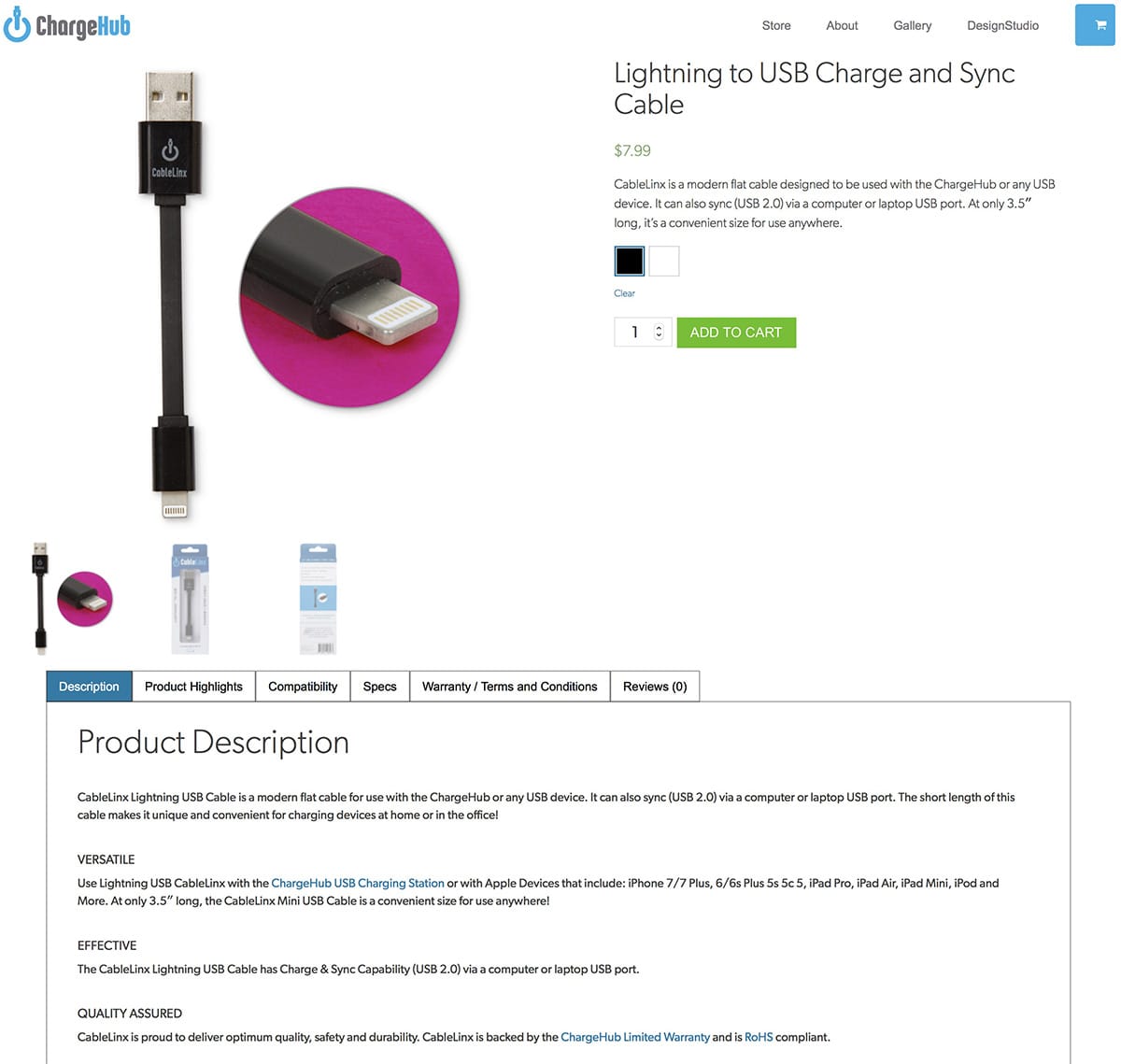 原装美国进口chargehub cablelinx 数据线手机充电宝短充线适用于iPhone 安卓micro usb