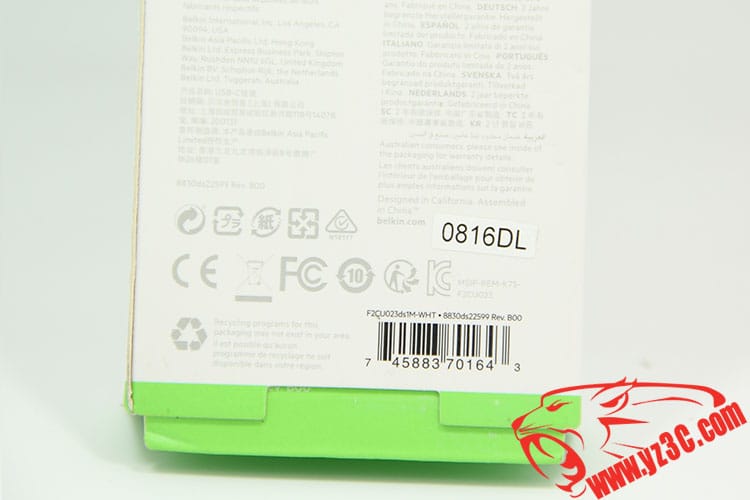 原装美国进口贝尔金Belkin USB-C 至 USB-C 线缆 (USB 3.1)支持4K