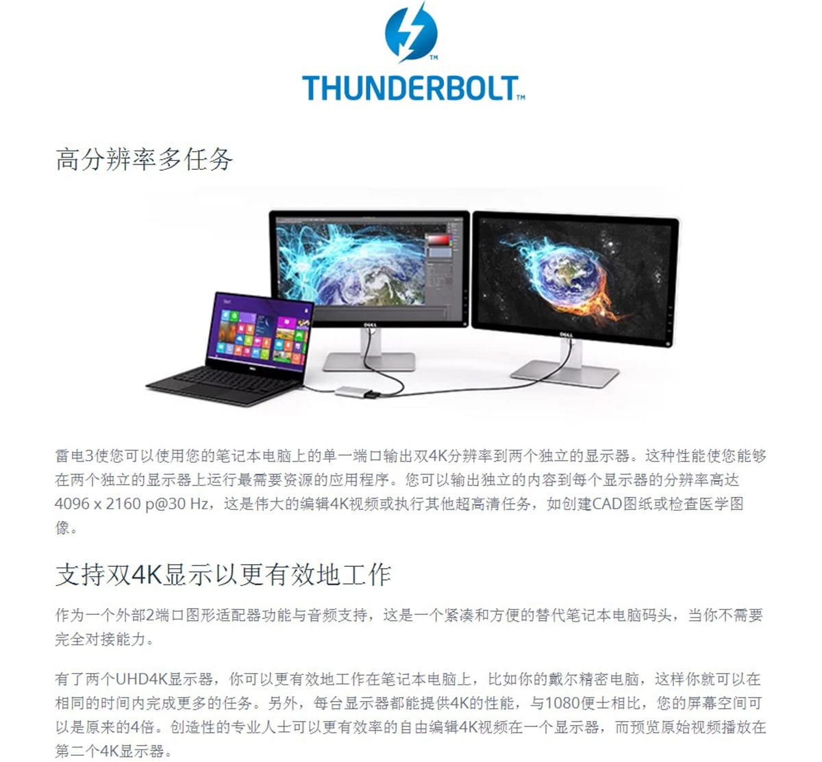 原装美国进口雷电3转2个HDMI 4k xps thinkpad Mac外接多屏显示器 TB32HD2