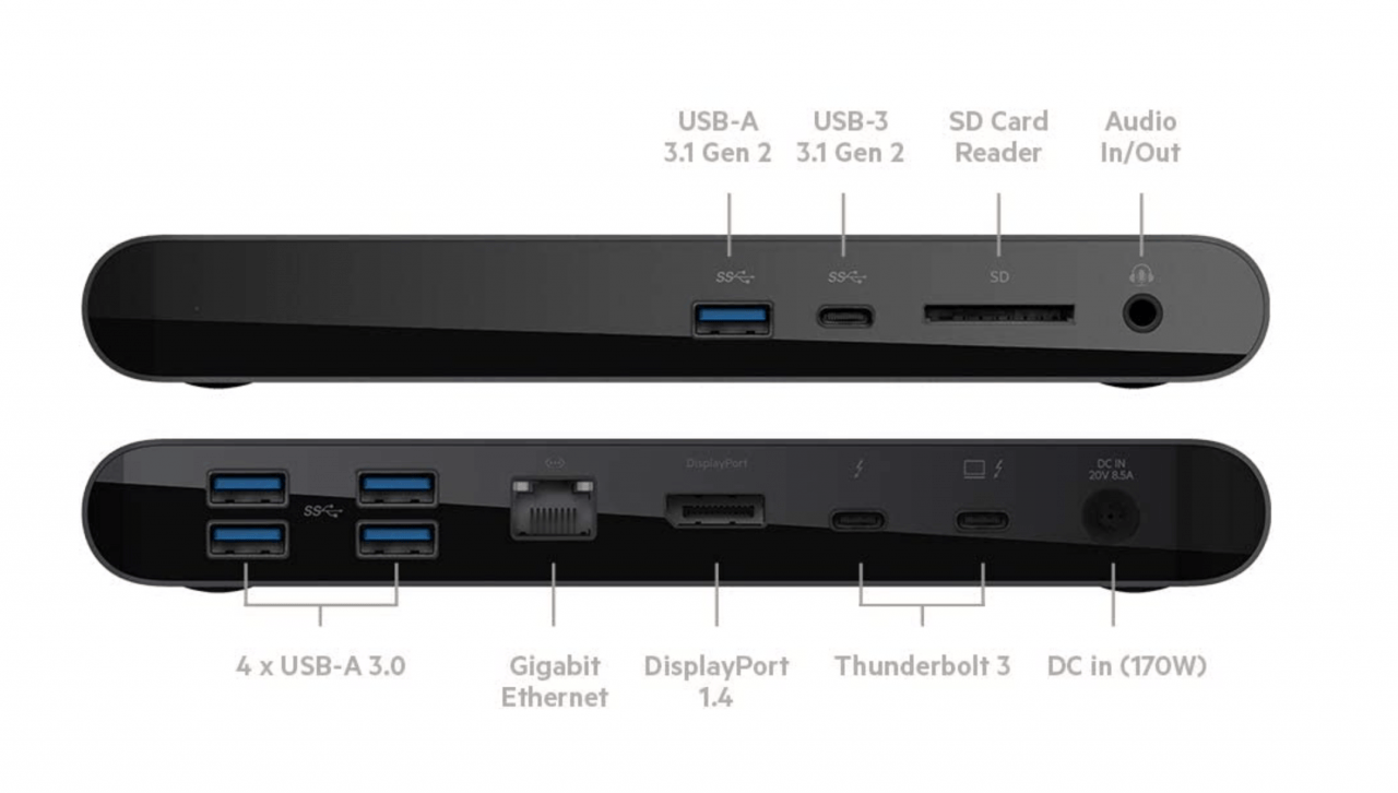 原装贝尔金belkin 雷电3扩展坞支持双4k 60hz 85瓦PD供电 F4U097 8K USB gen2 原装贝尔金belkin 雷电3扩展坞支持双4k 60hz 85瓦PD供电 F4U097 8K USB gen2