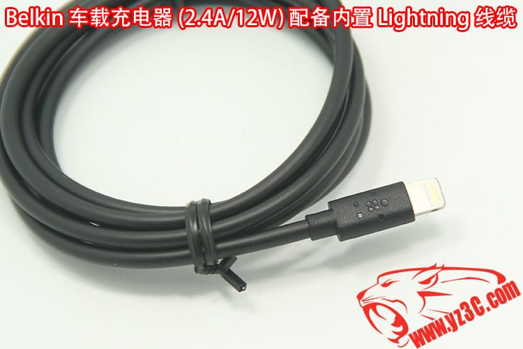 原装贝尔金车载iphone手机充电器 车充2.4A电流12W充电器配备内置闪电线 适用于iphone5 5s 6 6s