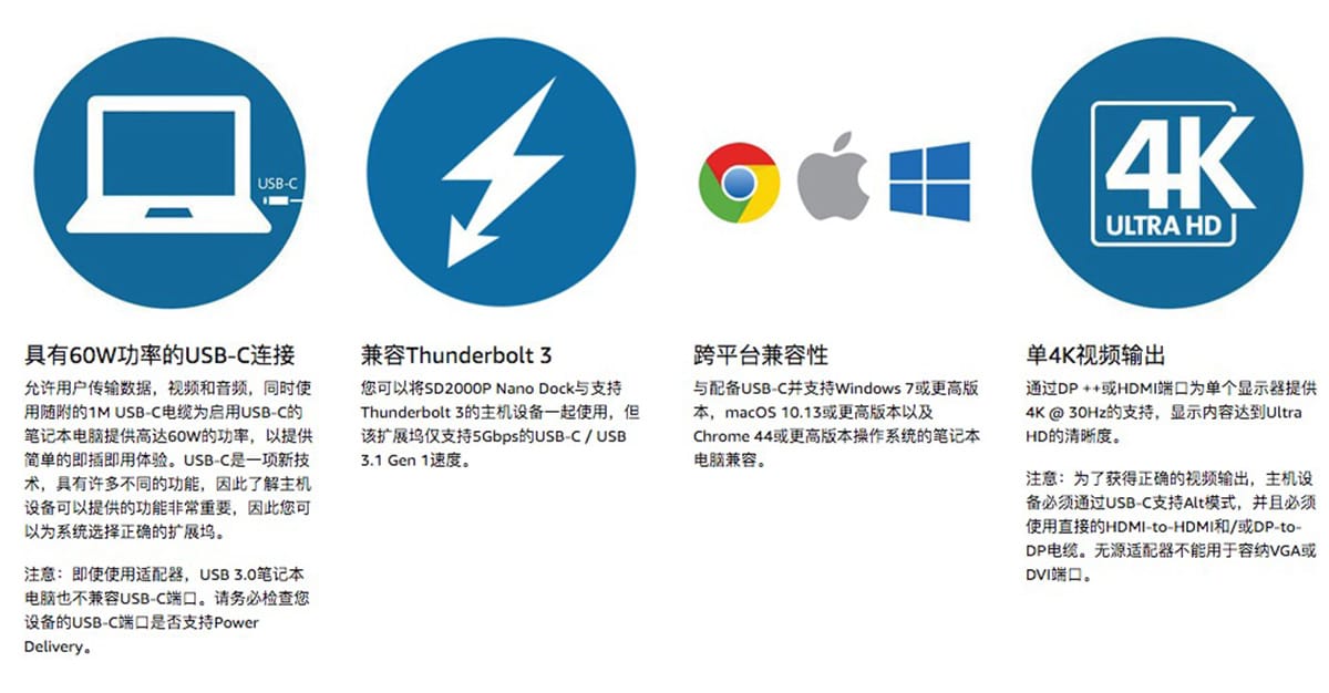 原装Kensington SD2000P USB-C dcok 4K PD协议60瓦供电输出 surface macbook xps thinkpad 安卓type-c