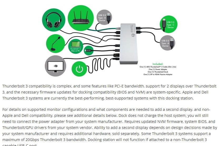 原装Plugable tbt3-ud1-83 雷电3扩展坞苹果戴尔联想thunderbolt3 dock