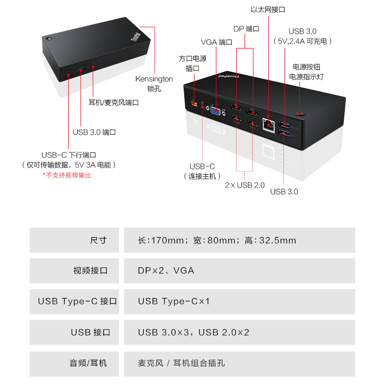 原装thinkpad type-c电脑扩展坞40A9 2017款X1YOGA T470 T570 原装thinkpad type-c电脑扩展坞40A9 2017款X1YOGA T470 T570