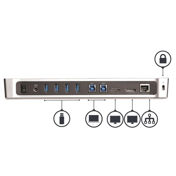 原装USB3.0 Docking 扩展坞Mac windows虫洞传输KVM 外接多屏 5个USB3.0 千兆网卡Station for Two Laptops
