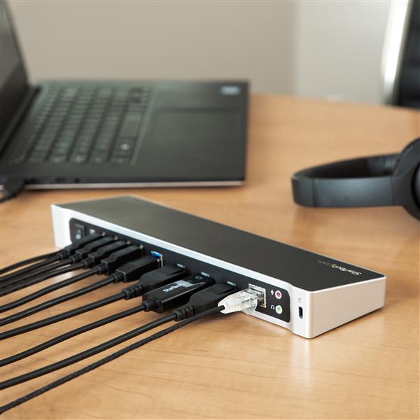 原装USB3.0 Docking 扩展坞Mac windows虫洞传输KVM 外接多屏 5个USB3.0 千兆网卡Station for Two Laptops