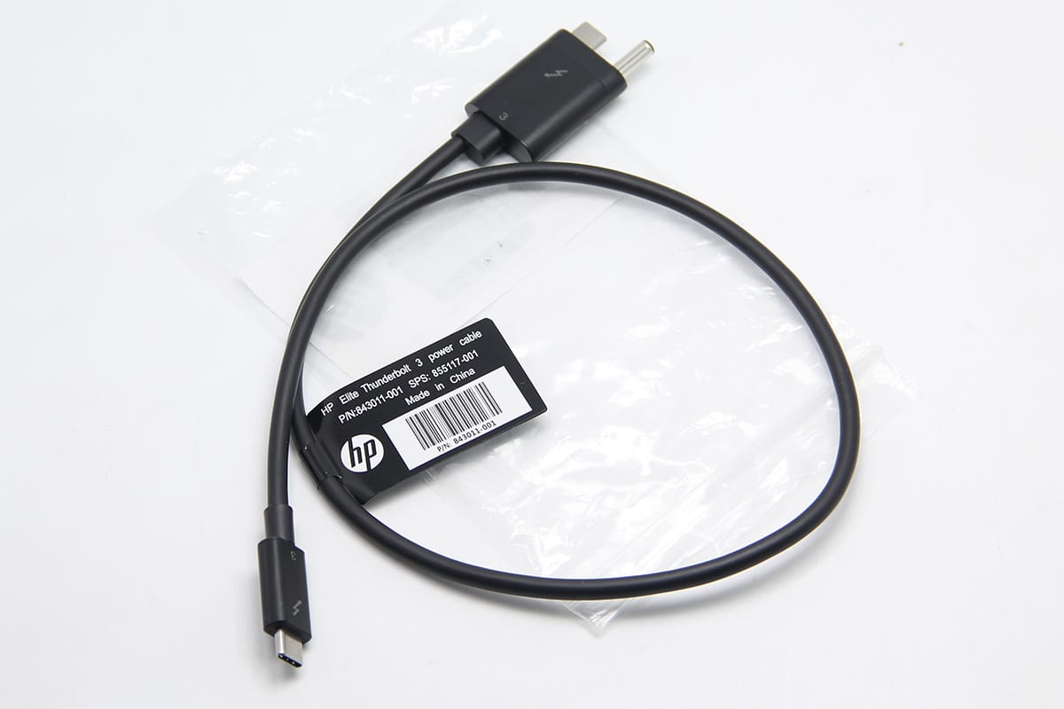 惠普Thunderbolt3 power cable 霹雳3 雷电3 HP HSTNN-CX01 扩展坞专用 ZBook Elite 连接线 电源线 数据线 DC供电40Gbps
