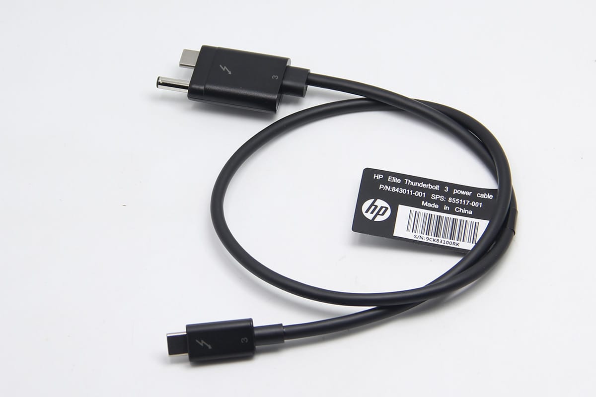 惠普Thunderbolt3 power cable 霹雳3 雷电3 HP HSTNN-CX01 扩展坞专用 ZBook Elite 连接线 电源线 数据线 DC供电40Gbps