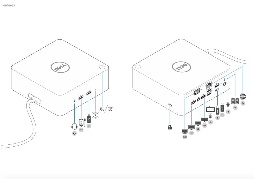 戴尔Latitude XPS12 13 15 TB15 USB 4K Type-C 雷电3多扩展坞站