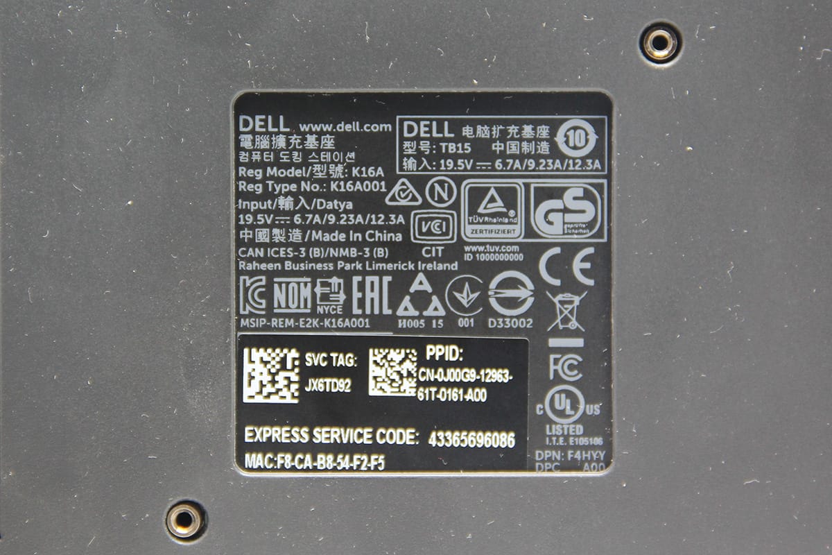 戴尔TB15 xps thinkpad x1 T480s elite G2 雷电3 dock 反向供电扩展坞