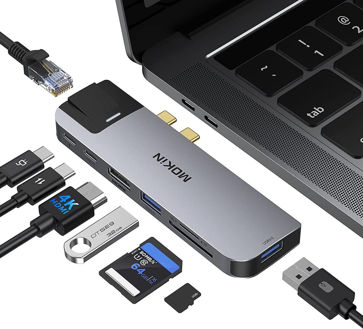 苹果电脑专用 MacBook pro/Air多端口集线器扩展坞外扩HDMI网卡SD卡USB等