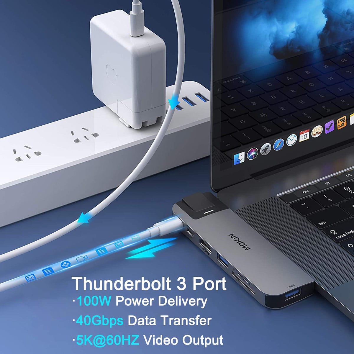 苹果电脑专用 MacBook pro/Air多端口集线器扩展坞外扩HDMI网卡SD卡USB等