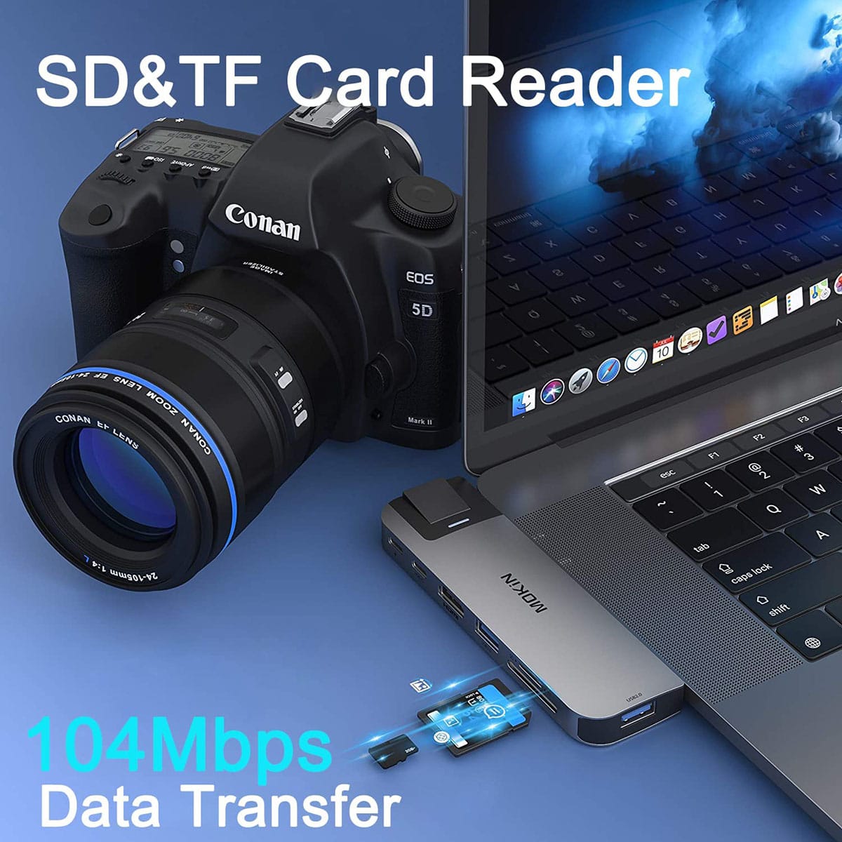 苹果电脑专用 MacBook pro/Air多端口集线器扩展坞外扩HDMI网卡SD卡USB等