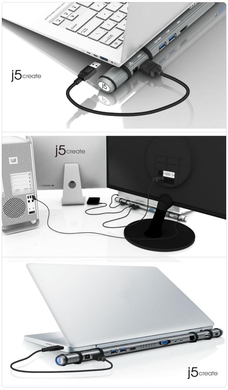 J5 create JUD500 USB 3.0外置扩展坞转HDMI VGA 支持苹果 WIN系统