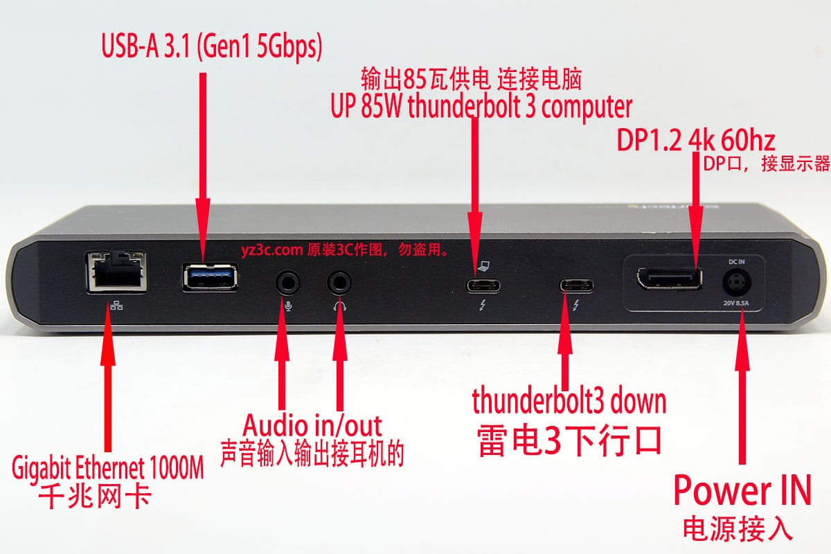 Mac 和 Windows® | USB-C 转 DP 电缆 | 双4k 60hz雷电3 85瓦PD扩展坞USB3.0 千兆网卡 声卡 TB3DK2DPPD Mac 和 Windows® | USB-C 转 DP 电缆 | 双4k 60hz雷电3 85瓦PD扩展坞USB3.0 千兆网卡 声卡 TB3DK2DPPD