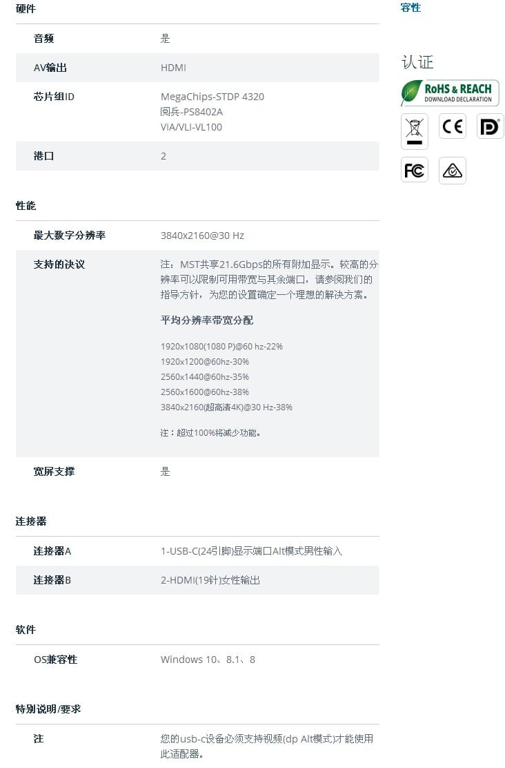 MST显示集线器USB-C 雷电3外接2个HDMI 4k分辨率 笔记本外接多屏2-port USB-C to HDMI MST Hub - 4K 30Hz MST显示集线器USB-C 雷电3外接2个HDMI 4k分辨率 笔记本外接多屏2-port USB-C to HDMI MST Hub - 4K 30Hz