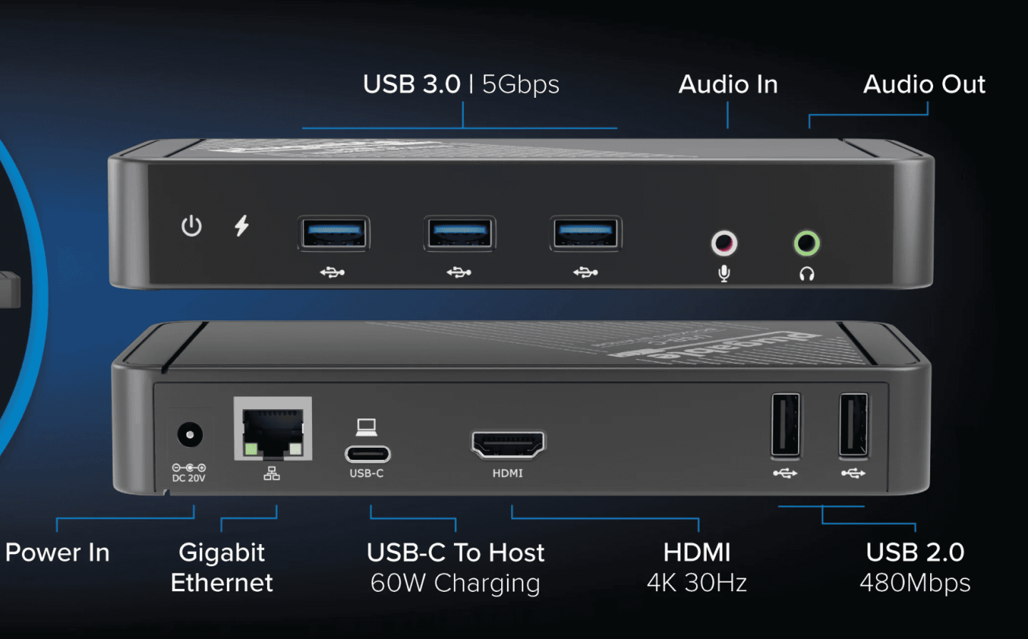 plugable全功能C usb-C扩展坞PD供电输出兼容雷电3/4电脑 安卓M1苹果外接网显USB