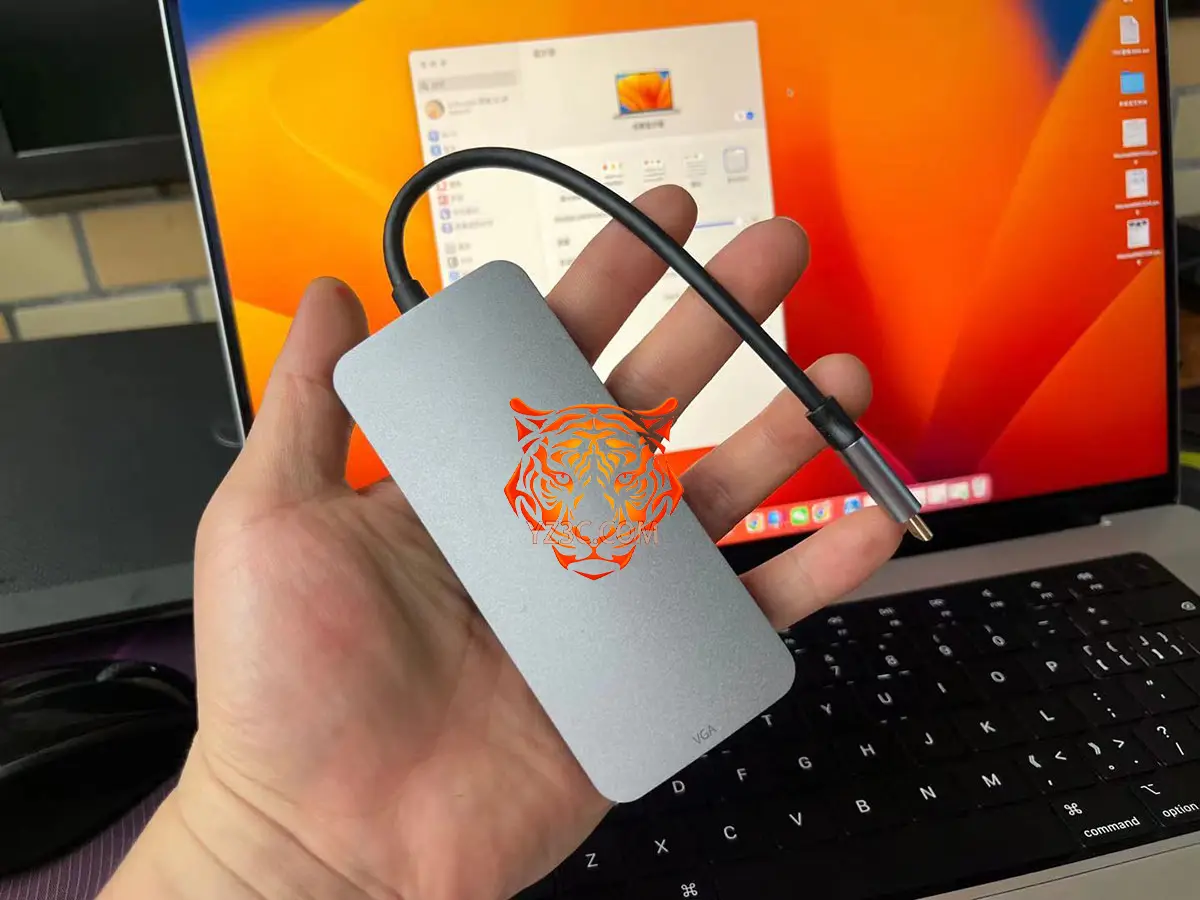 便携式 7合一扩展坞 USB-C转双HDMI/DP/VGA 转接器集线器3个USB2.0接口 兼容win Mac电脑支持 MST转换器