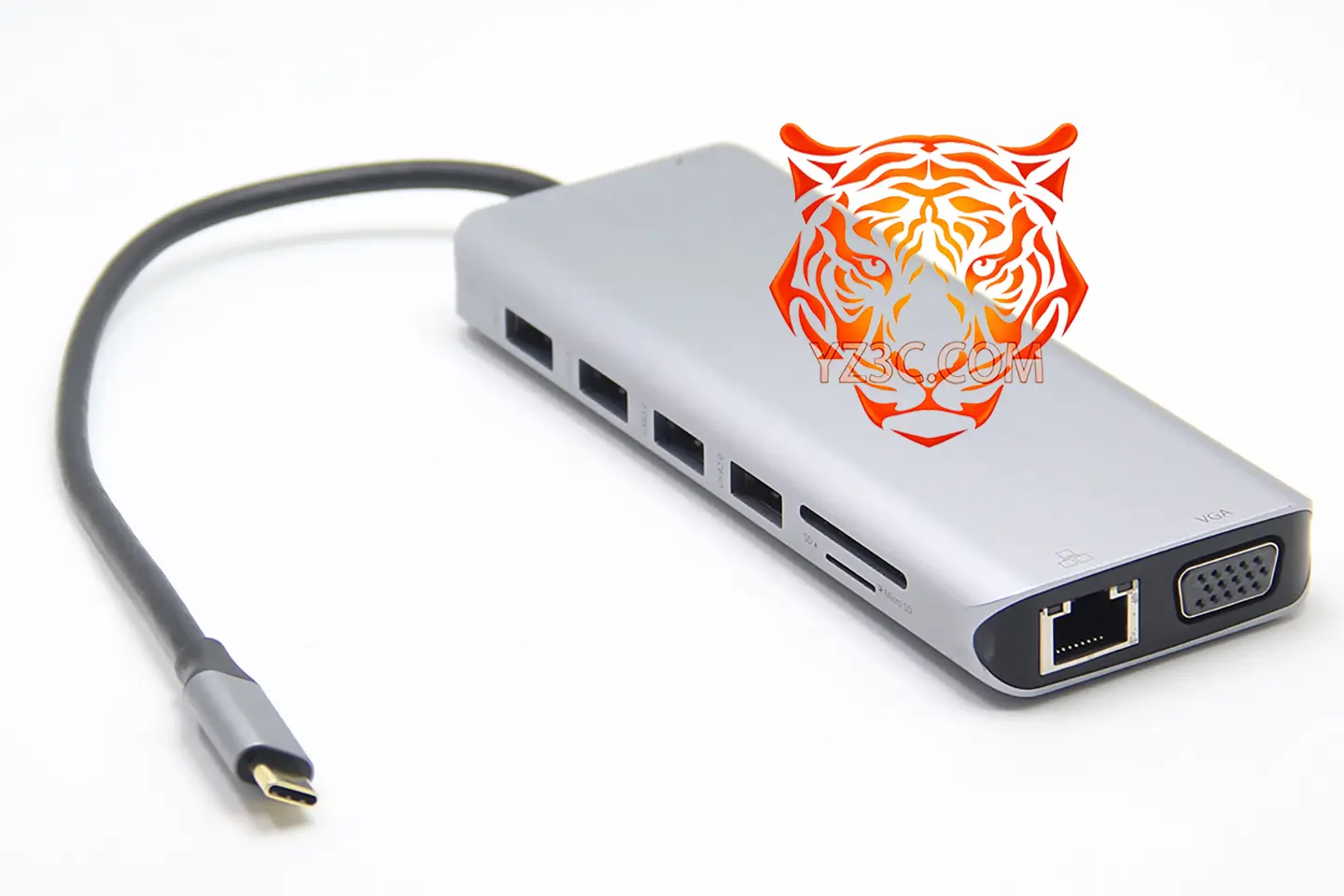 全功能C USB-C 14合1 便携式扩展坞 支持PD供电 外扩USB3.0/SD卡/Micro SD/双HDMI/VGA/千兆网卡 支持多系统