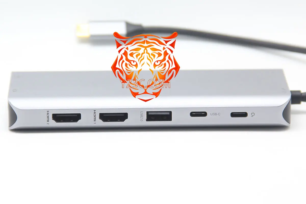 全功能C USB-C 14合1 便携式扩展坞 支持PD供电 外扩USB3.0/SD卡/Micro SD/双HDMI/VGA/千兆网卡 支持多系统