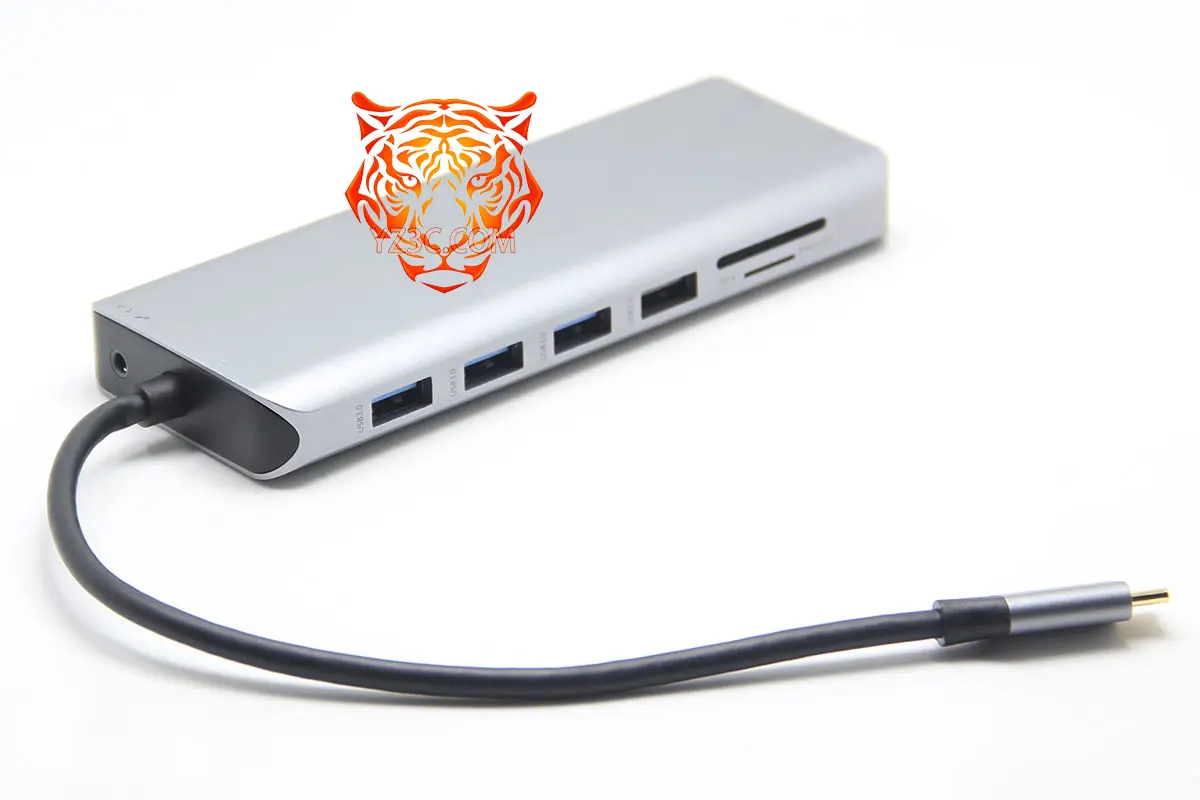 全功能C USB-C 14合1 便携式扩展坞 支持PD供电 外扩USB3.0/SD卡/Micro SD/双HDMI/VGA/千兆网卡 支持多系统