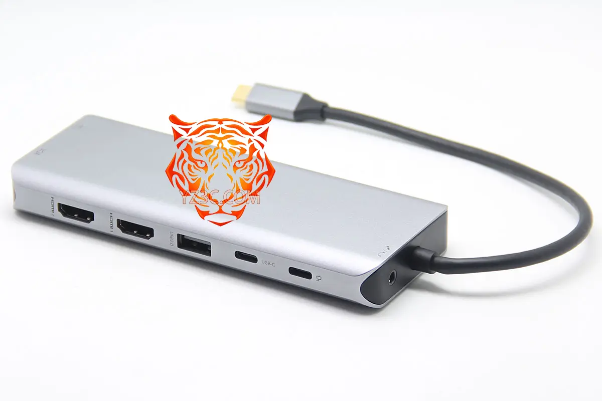 全功能C USB-C 14合1 便携式扩展坞 支持PD供电 外扩USB3.0/SD卡/Micro SD/双HDMI/VGA/千兆网卡 支持多系统