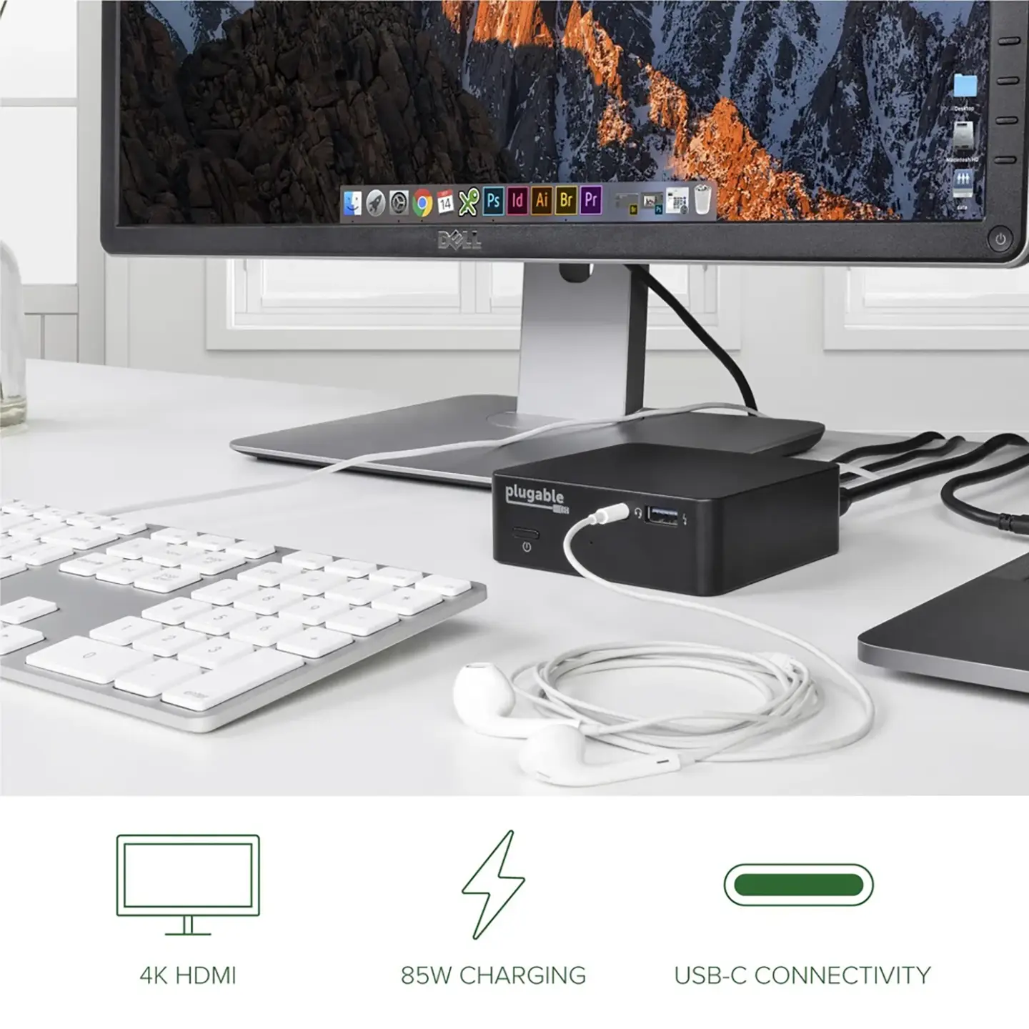 Plugable UD-CAM 紧凑型 USB‑C 全功能C 扩展坞 PD85瓦供电 外扩4K HDMI1.4 4个USB3.0 千兆网卡 3.5mm声卡