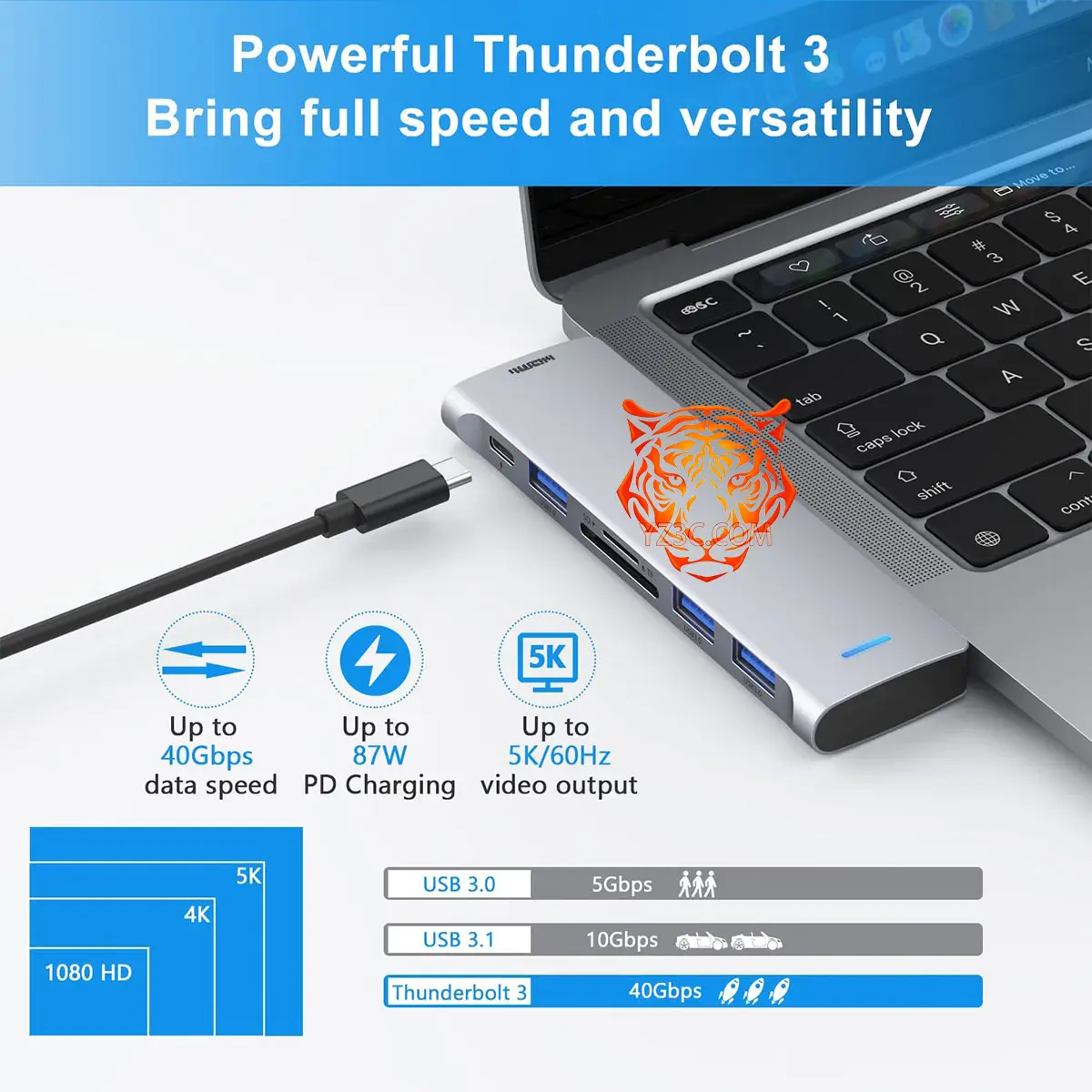 便携式苹果笔记本专用扩展坞 Macbookpro Air 多功能高速集线器转换器外扩多个USB3.0/SD卡/HDMI 外接双4K 60hz