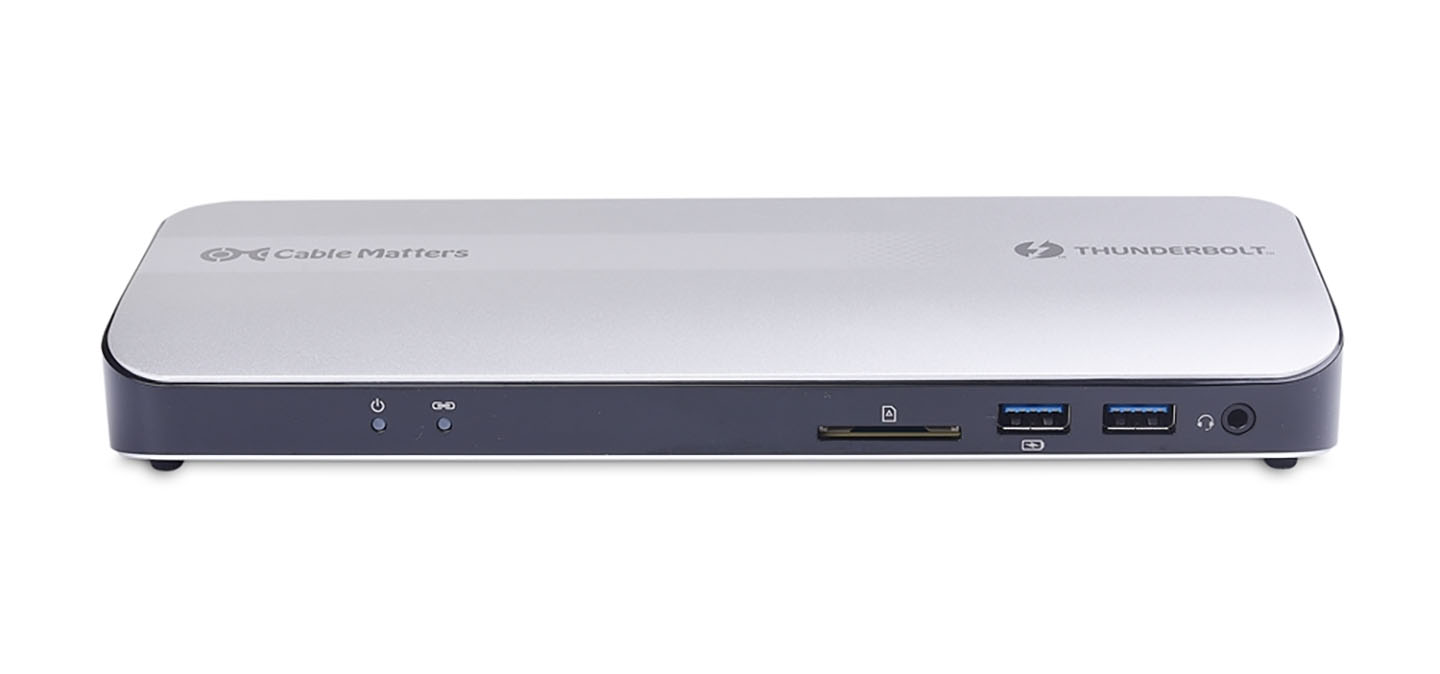 Cable Matters Thunderbolt Dock 雷电C扩展坞PD60瓦给电脑外扩5个USB3.0/1个HDMI2.0/千兆网卡/SD卡/3.5mm耳机口