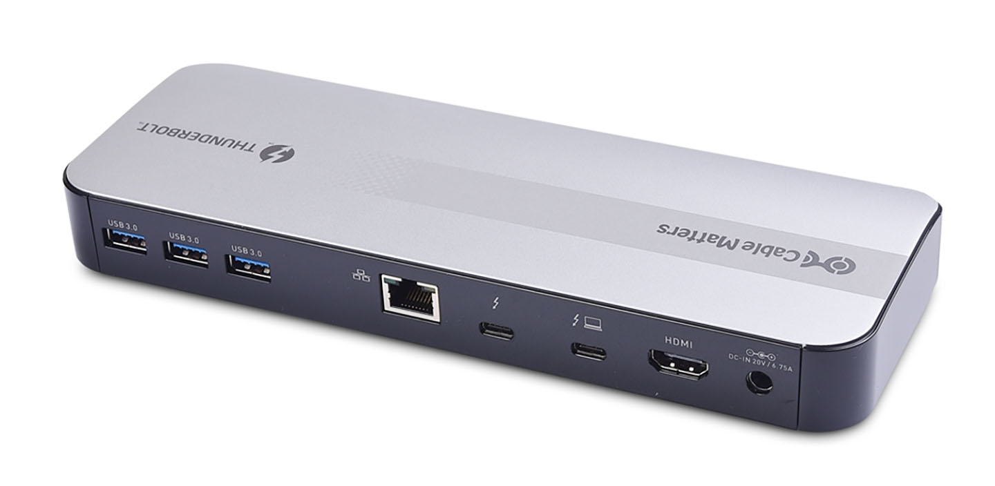 Cable Matters Thunderbolt Dock 雷电C扩展坞PD60瓦给电脑外扩5个USB3.0/1个HDMI2.0/千兆网卡/SD卡/3.5mm耳机口