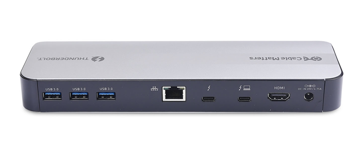 Cable Matters Thunderbolt Dock 雷电C扩展坞PD60瓦给电脑外扩5个USB3.0/1个HDMI2.0/千兆网卡/SD卡/3.5mm耳机口