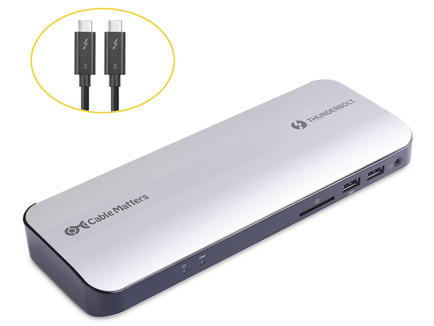 Cable Matters Thunderbolt Dock 雷电C扩展坞PD60瓦给电脑外扩5个USB3.0/1个HDMI2.0/千兆网卡/SD卡/3.5mm耳机口