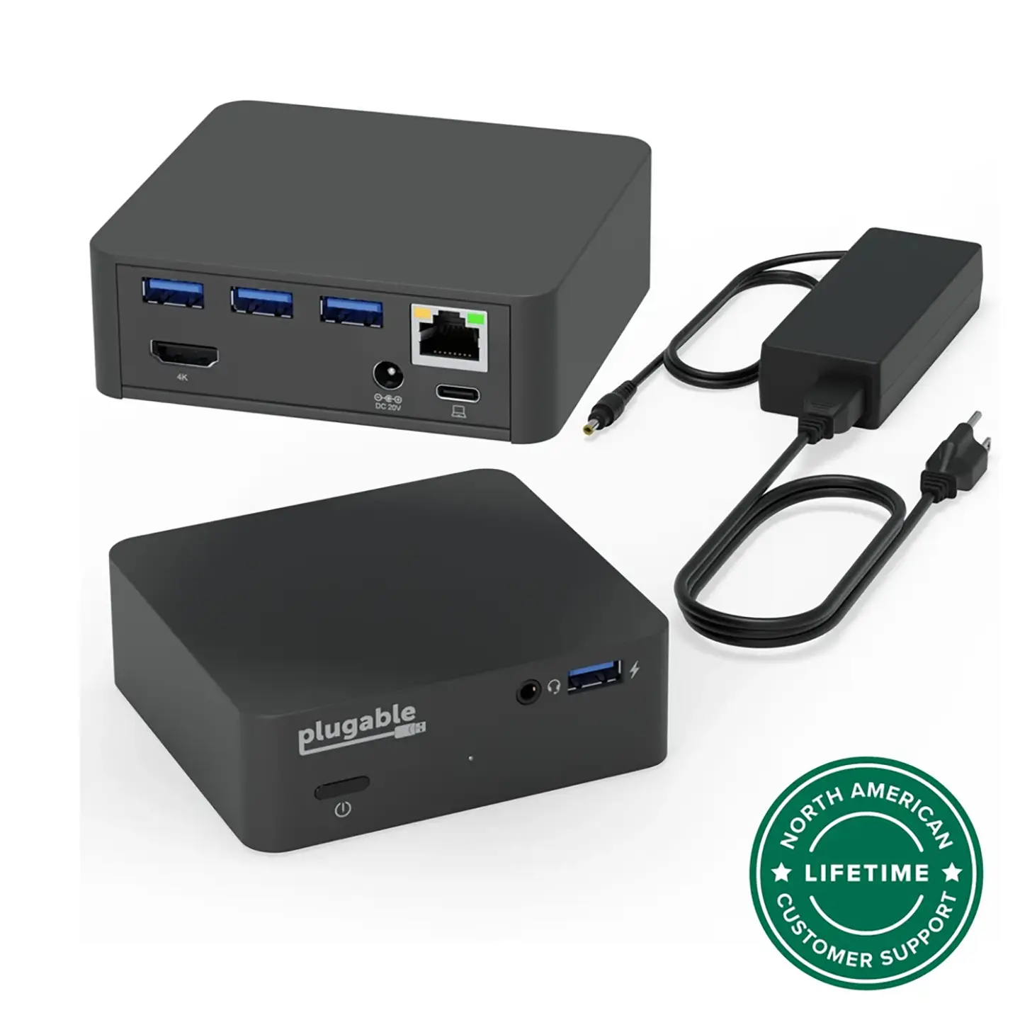 Plugable UD-CAM 紧凑型 USB‑C 全功能C 扩展坞 PD85瓦供电 外扩4K HDMI1.4 4个USB3.0 千兆网卡 3.5mm声卡