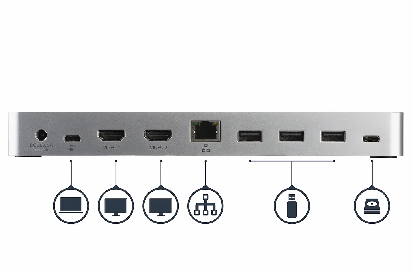 Startech MST30C2HHPD全功能C扩展坞XPS Thinkpad X1C surface pro等外接双显示器PD60瓦